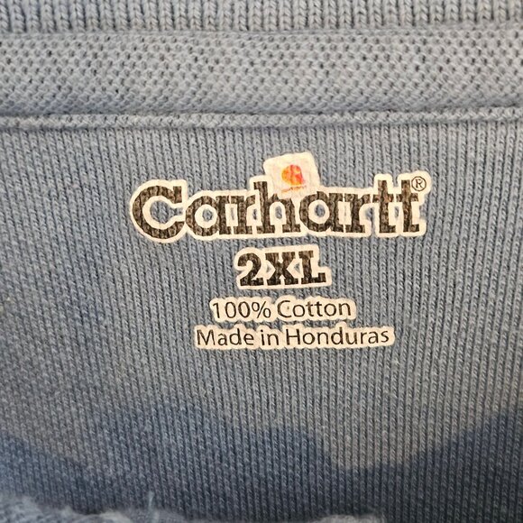 Carhartt Mens Polo Shirt 2XL Blue 100% Cotton Short Sleeve Classic Fit Casual - Picture 11 of 13